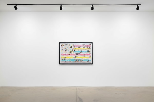 Jojo Anavim - Twine Flag (Beach), 2022, Mixed media on canvas