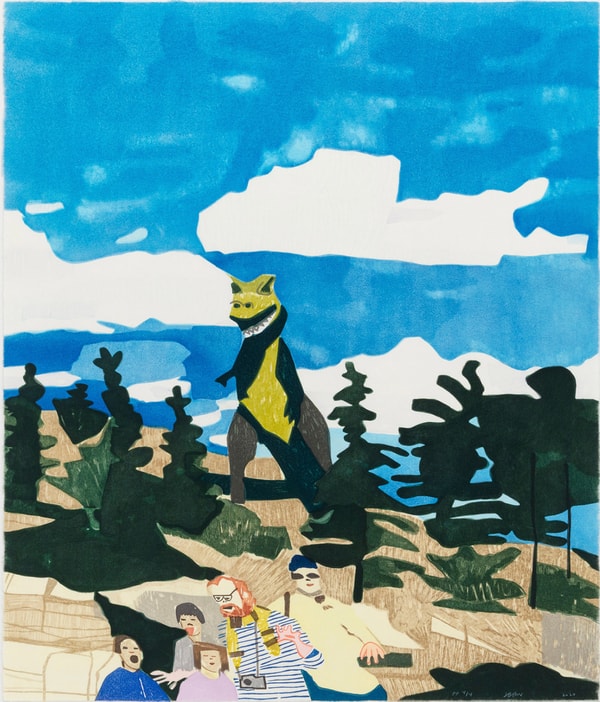 Jonas Wood - Four Landscapes (Fall), 2020, Ukiyo-e Japanese style woodcuts