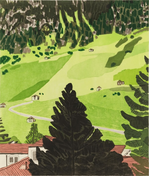 Jonas Wood - Four Landscapes (Spring), 2020, Ukiyo-e Japanese style woodcuts
