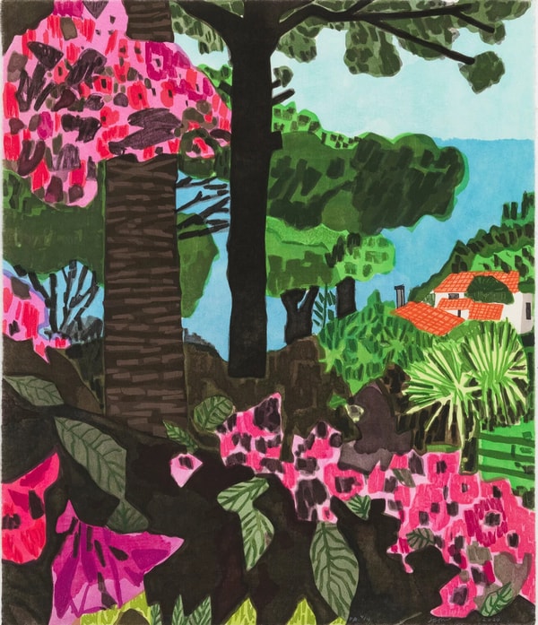 Jonas Wood - Four Landscapes (Summer), 2020, Ukiyo-e Japanese style woodcuts