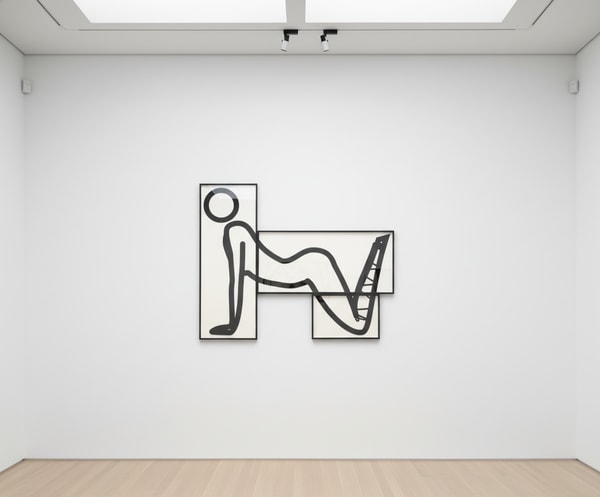 Julian Opie - This Is Shahnoza (In 3 Parts) No. 7, 2008, Three panels with flocking adhesive screenprinted on to 3 mm whit...