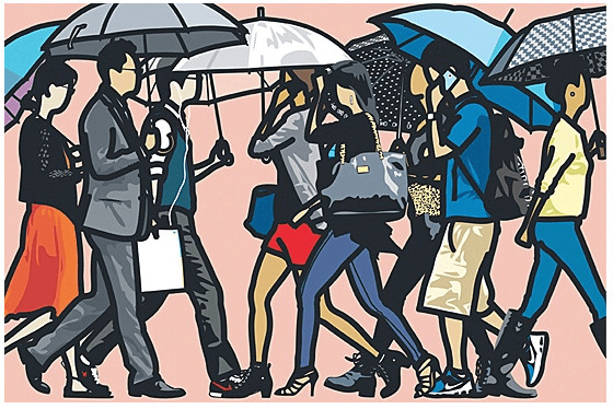 Julian Opie - Walking In The Rain, Seoul, from Walking In The Rain, 2015