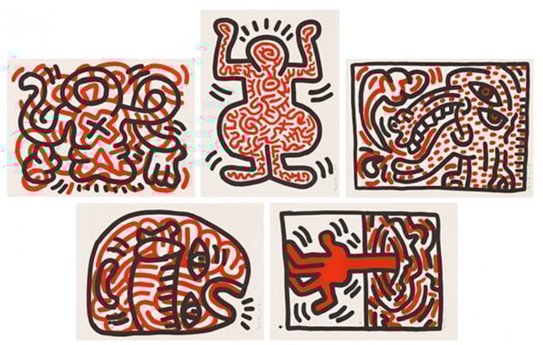 Keith Haring - Ludo 1-5 (Littmann PP. 44 - 47), 1985