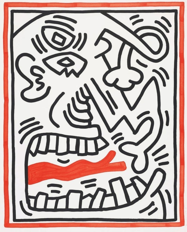 Keith Haring - Three Lithographs 2 (Red Tongue) (Littmann PP. 40), 1985