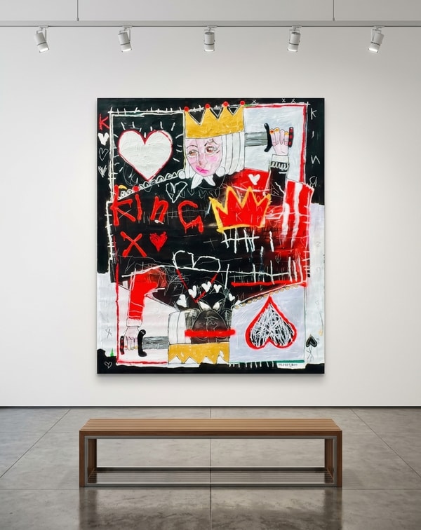 Nathan Paddison - K, 2026, Oil stick matte vinyl acrylic spray paint charcoal and pencil on canvas