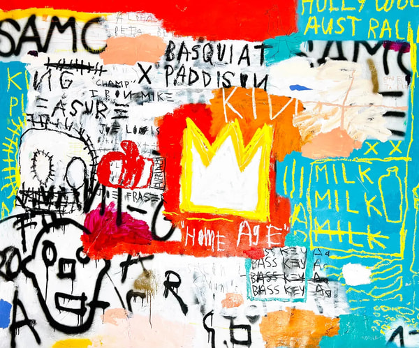 Nathan Paddison - REEL Fake Bass Quay Aye, 2024, Oil stick acrylic, spray, paint, charcoal pencil, and crayon on canvas