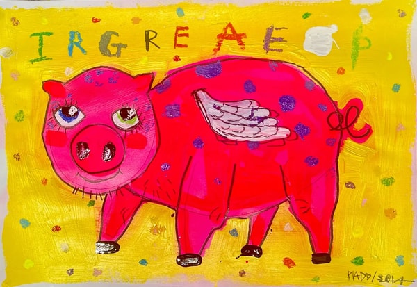 Nathan Paddison - Untitled (Pig With Wings), 2024, Mixed media on paper