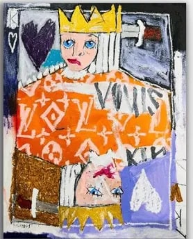 Nathan Paddison - Vouis Kin, 2022, Oil stick matte vinyl acrylic spray paint charcoal and pencil on canvas