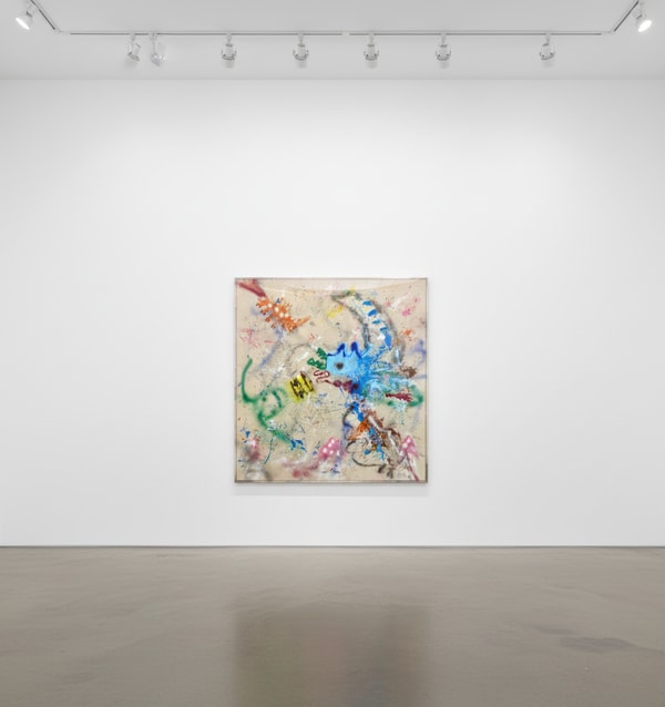 Niall Strachan - Garden Battle, 2025, Oil stick, acrylic, spray paint on canvas 