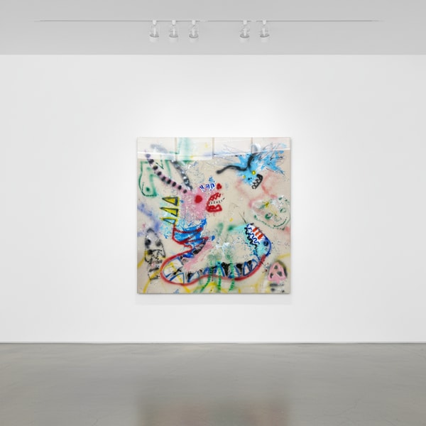 Niall Strachan - Head Carrier, 2026, Oil stick, acrylic, spray paint on canvas 