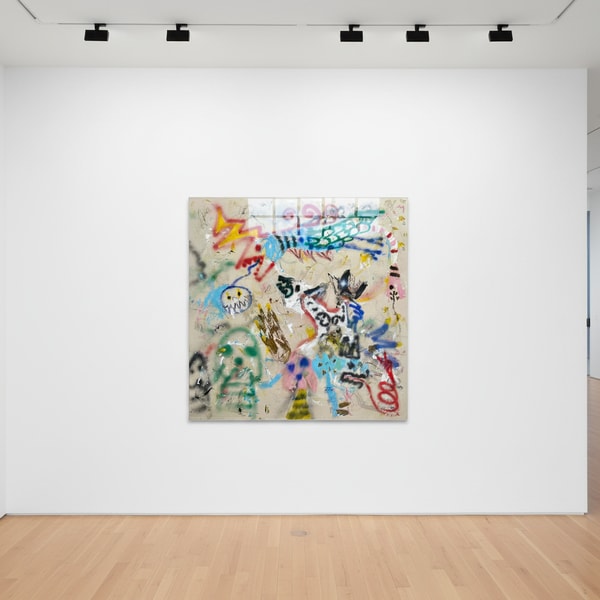 Niall Strachan - Loose Ends, 2026, Oil stick, acrylic, spray paint on canvas 