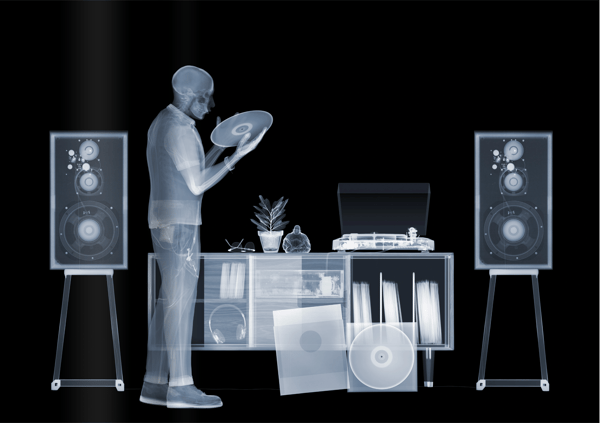 Nick Veasey - Hi-Fi Man, Framed Chromaluxe