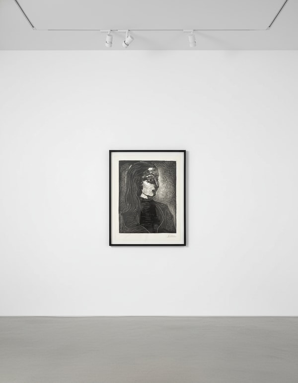 Pablo Picasso - Jacqueline Profile to the Right, 1958, Zinc plate lithograph on Arches paper
Signed and numbered