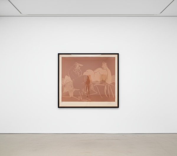 Pablo Picasso - L'Aubade, avec Femme Accoudee, 1959, Linoleum cut printed in brown and reddish beige on Arches wove paper