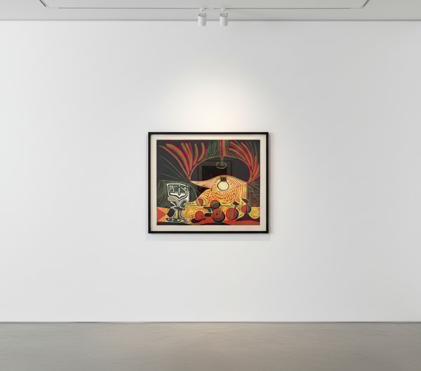 Pablo Picasso - Nature Morte Au Verre Sous La Lampe, 1962, Linocut printed in yellow, red, green, and black on Arches pape...