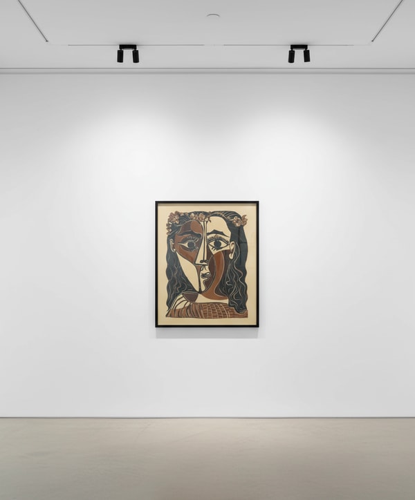 Pablo Picasso - Petite Tête de Femme Couronnée, `962, Linocut on Arches paper
Hand signed in pencil