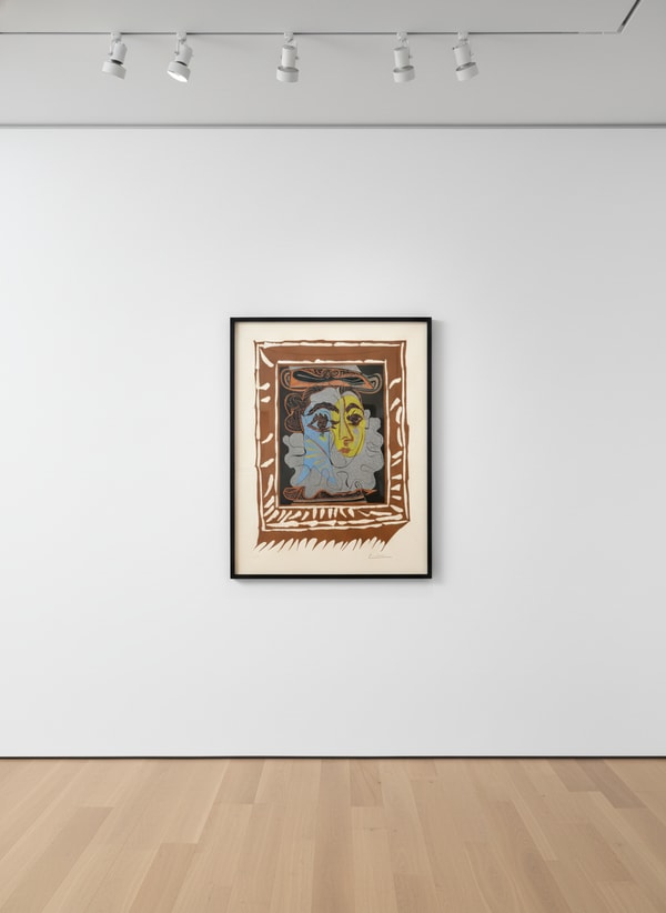 Pablo Picasso - Portrait de Femme a la Fraise et au Chapeau, 1962, Linocut printed in seven colors on Arches paper
Signed ...