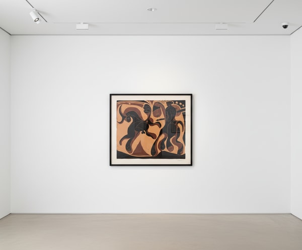 Pablo Picasso - Taureau et Picador, 1959, Original linocut printed in three colors (brown, black, beige) from one block on...