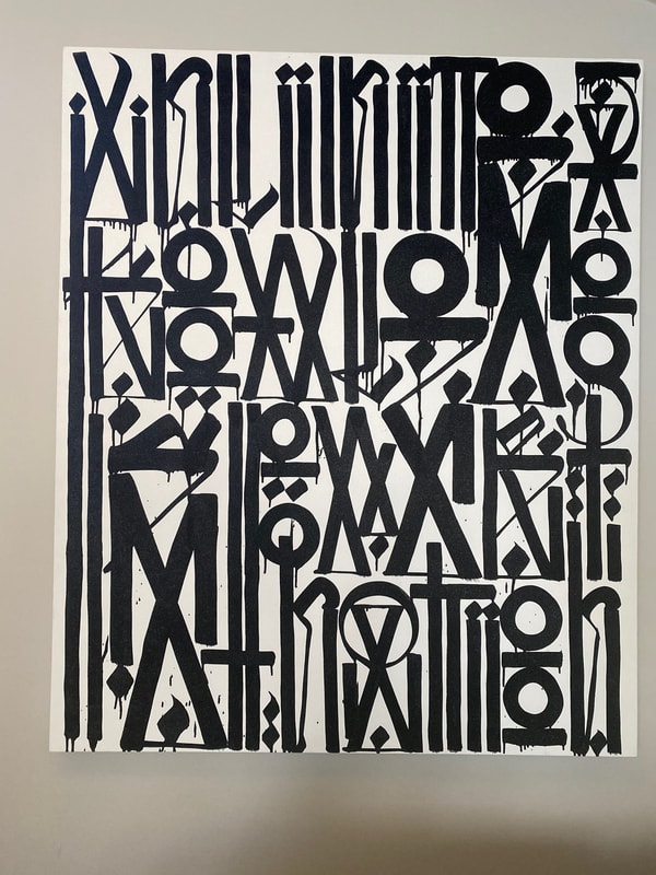 Retna - Untitled (black and white), 2012, Acrylic on canvas with crystaline