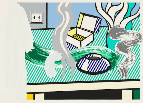 Roy Lichtenstein - Brushstroke Still Life With Box (C. 308A), 1997, Screen print on honeycomb-core aluminum panel inset in...