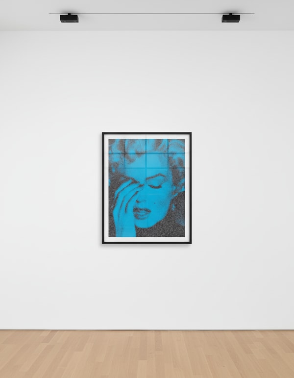 Russell Young - Marilyn Crying Mariposa Blue, 2019, Hand-pulled acrylic and enamel screen print on linen with diamond dust