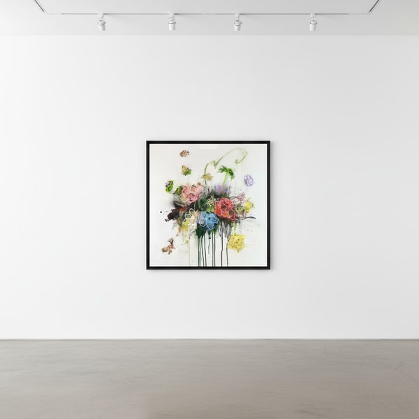 Sage Barnes - Bloom 3, 2022, Acrylic pastel spray paint and resin on canvas wrapped panel