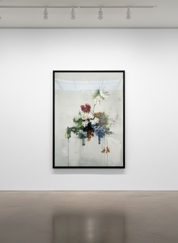 Sage Barnes - Bloom I, 2025, Acrylic, spray paint, pastel and resin on canvas wrapped panel