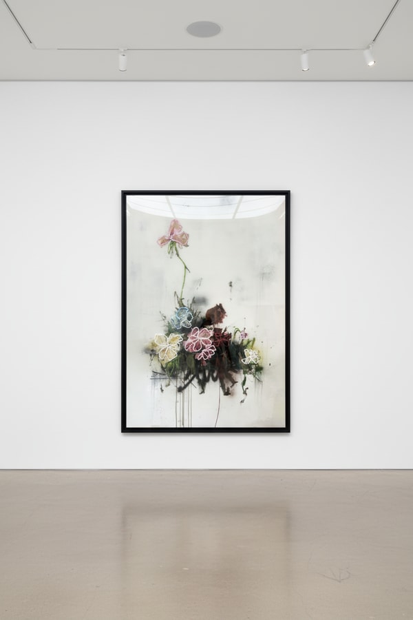 Sage Barnes - Bloom III, 2025, Acrylic, spray paint, pastel and resin on canvas wrapped panel