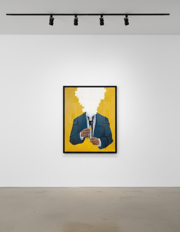 Sage Barnes - The Missing Piece (Yellow), 2023, Acrylic and puzzle pieces on wood panel