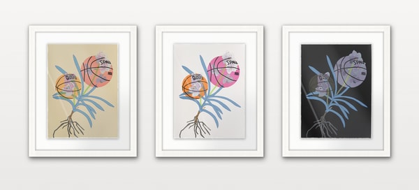 Jonas Wood - Double Basketball Orchid 2 (set of three), 2020