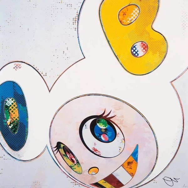 Takashi Murakami - And then (White: The Superflat Method Blue & Yellow ears), 2013