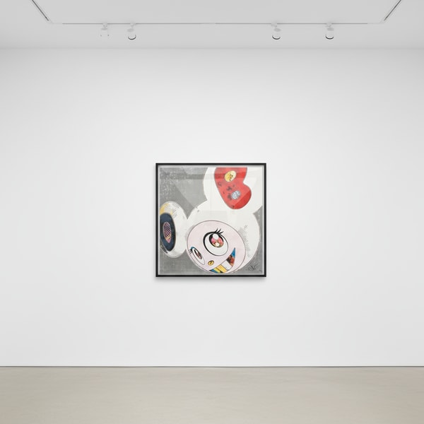 Takashi Murakami - DOB in Pure White Robe (Navy & Vermilion), 2013, Offset lithograph in colors with foil and gloss varnish