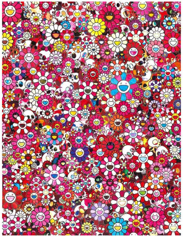 Takashi Murakami - Skulls & Flowers Red, 2013