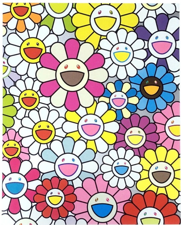 Takashi Murakami - Small Flowers Painting: Pink , Purple and Many Other Colors, 2019