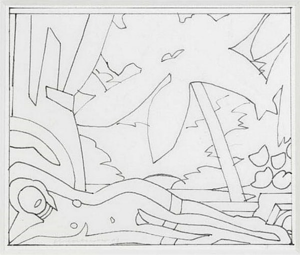 Tom Wesselman - Sunset Nude With Big Palm Tree Study, 2003, Pencil on paper