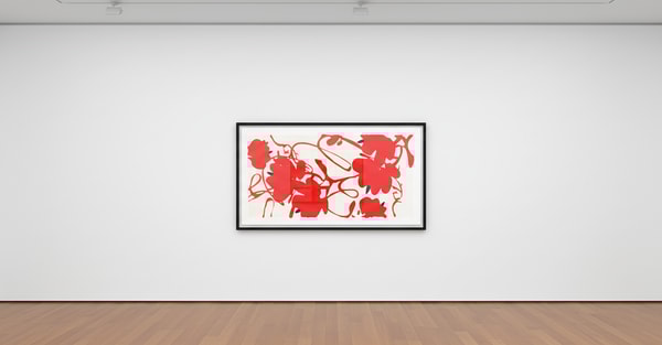 Donald Sultan - Lantern Flowers, Feb 18, 2012, Color silkscreen with enamel inks, flocking, and tar-like texture on 4-ply ...