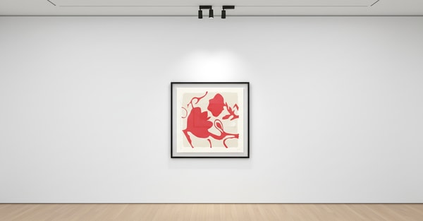 Donald Sultan - Little Lantern Flowers (Portfolio of 8), 2025, Color silkscreen with enamel inks and tar-like texture on R...