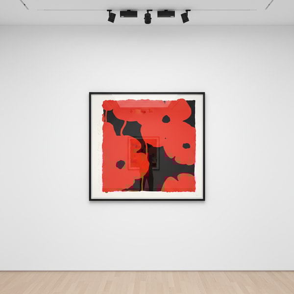 Donald Sultan - Red Poppies, Aug 17, 2022, Color Silkscreen with enamel inks, flocking, and tar-like texture on Rising 2-p...