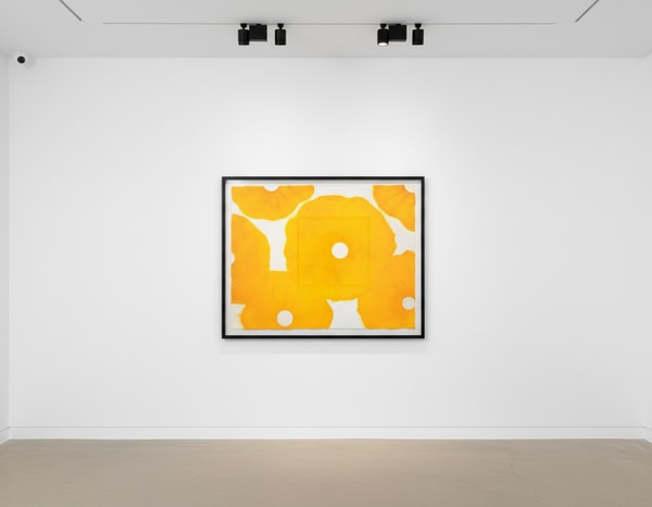 Donald Sultan - Six Poppies (yellow), 2023, Color silkscreen with enamel inks, flocking, and over printed flocking on Some...