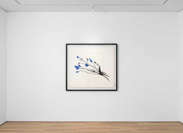 Donald Sultan - Three Freesias blue, 2024, Archival pigment ink on Japanese mulberry 110 gsm fine art paper