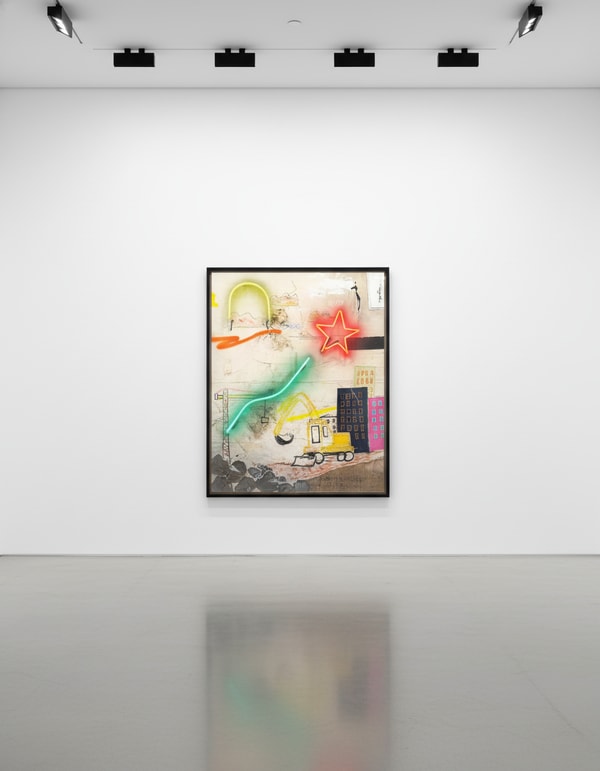 Vincent Chung - Sweet Little Nightmare, 2022, Mixed media and neon on sewn canvas