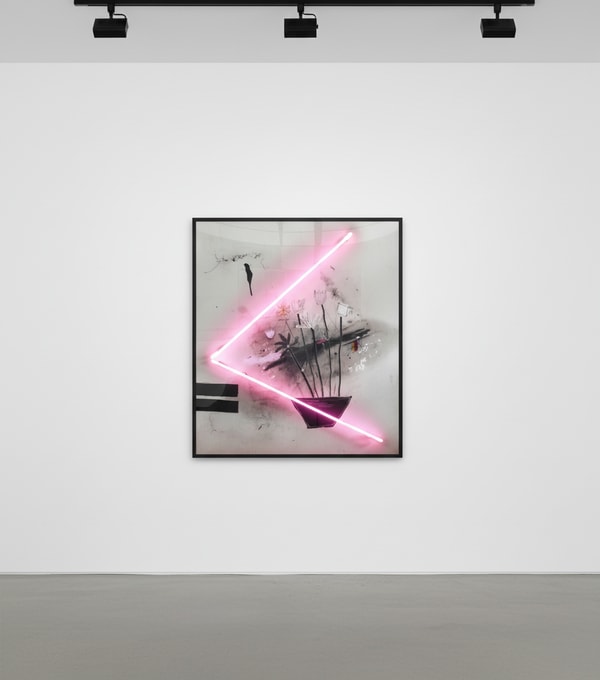 Vincent Chung - You're Still A Mystery To Me, 2020, Acrylic, olive oil, oil sticks, dirt, spray paint, curtain samples on ...