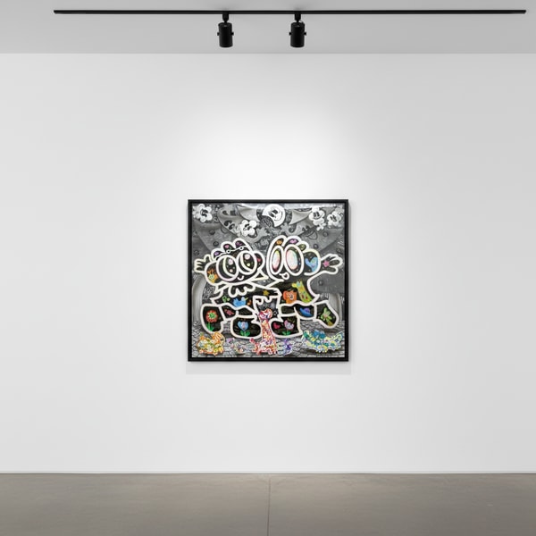 Yusuke Toda - Yum and Rin Dancing Under the Moonlight, 2023, Acrylic and oil stick on canvas