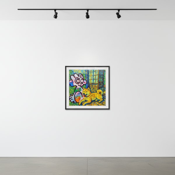 Yusuke Toda - YUM and Shiba Inu, 2025, Mixed media on canvas