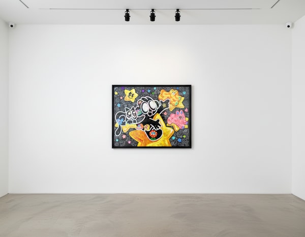 Yusuke Toda - YUM MEW on the shooting star., 2025, Mixed media on canvas